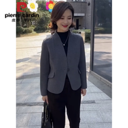 皮爾卡丹2025春秋新款時尚雙面毛呢西服女韓版職業(yè)小個子休閑顯瘦短外套 灰色【外套】高品質(zhì) XL 【105-120斤】