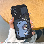 美齡美麗適用VIVOy76s手機殼貓和老鼠y73s鏡頭全包y5s硅膠軟殼Y78卡通+情侶個(gè)性y7sy3皮 黑色-黑底害羞恐龍湯姆Tom vivo U3x
