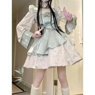 唐努烏【竹杳】新中式旗袍可拆袖lolita少女漢服OP連衣裙中華風洛麗塔 全套【可拆袖】 M