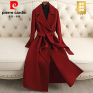 皮爾卡丹（PIERRE CARDIN）重工雙面毛呢大衣女長(zhǎng)款2025新款過(guò)膝高級(jí)感秋冬氣質(zhì)毛呢呢外套女 嘉興雙面呢大衣酒紅色【重工藝面料高級(jí)感】 S 濮院雙面絨大衣 女 80-110斤