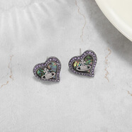 西太后大愛(ài)心貝母土星耳釘鑲鉆邊心形耳環(huán)甜美氣質(zhì)時(shí)尚百搭女 大愛(ài)心紫色耳釘