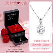 圣卡伊 S999純足銀項(xiàng)鏈女士鎖骨鏈吊墜小眾潮飾品520情人節(jié)禮物送女友 項(xiàng)鏈/白鉆+【一見鐘情玫瑰禮盒】