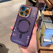 藍妮子 適用蘋(píng)果17/pro手機殼iphone16promax保護套磁吸充電 蘋(píng)果17promax手機殼17air全包防摔蘋(píng)果13/15 【紫色】M1橙色鏡頭框磁吸殼+彩色鏡頭膜 蘋(píng)果16ProMax