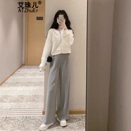 艾珠兒衛(wèi)衣女裝春秋季新款韓版寬松顯瘦減齡闊腿褲休閑時尚運(yùn)動服兩件裝 圖片色 L