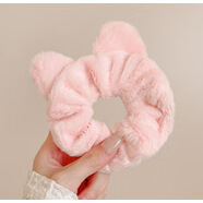 玲川秋冬毛絨貓耳朵發(fā)圈女高顏值扎頭發(fā)馬尾頭繩甜美丸子頭花皮筋頭飾 5#貓耳粉色