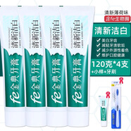fe金典牙醫金典牙膏雪豹fe經(jīng)典牙醫生物酶牙膏105克干刷牙膏早晚裝生物 清新潔白120克*4+小樣+牙刷