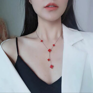 維漾四葉幸運(yùn)草彩金項(xiàng)鏈五花毛衣鏈女大小雙面鈦鋼不掉色流蘇氣質(zhì) 多花項(xiàng)鏈雙面-玫瑰金紅