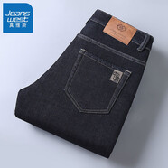 真維斯（Jeanswest）加絨牛仔褲男士秋冬季新款加厚保暖直筒休閑男褲羊羔絨長(zhǎng)褲子 CBZ 【常規(guī)】308黑色 34 【腰圍2尺7】