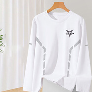 【潮流前線(xiàn)】男士長(cháng)袖T恤秋季印花元素運動(dòng)休閑兩不誤透氣圓領(lǐng) 三角【長(cháng)袖-白色-雙桿款】 M【建議80-100斤】