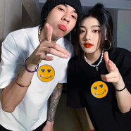 IMPRESSWIT笑臉變哭臉衣服變臉T恤重磅棉體恤珠片變色寬松創(chuàng  )意半袖上衣男女 情侶套裝 M