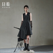 日著RIZHUO【商場(chǎng)同款】A字裙連衣裙2024夏季新女不規(guī)則收腰夏裙 尋黑 S