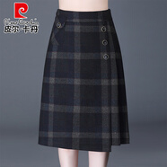 皮爾卡丹（pierre cardin）針織格子毛呢半身裙秋冬女開叉包臀裙小個子短裙2025新款秋季包裙 紅格 M 20