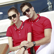 璞殷 T恤定制印字刺繡LOGO企業(yè)文化衫同學(xué)聚會(huì )團隊翻領(lǐng)半袖工作服男女同款 紅色 S