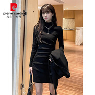 皮爾卡丹大·衣內(nèi)搭連衣裙黑色打底包臀裙女秋冬季2023新修身顯瘦針織套裝 黑色半高領(lǐng)包臀裙 L 緊身/小黑裙/小個子/后媽裙