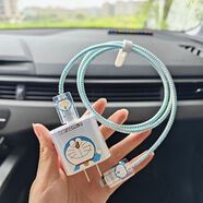 IZW數(shù)據(jù)線保護(hù)套適用蘋果15promax充電器保護(hù)殼iPhone14/13手機(jī)線纏 哆啦a夢充電器保護(hù)套套裝四件套