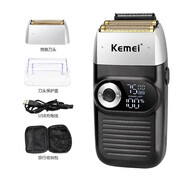 科美（kemei）往復式剃須刀電動KM-2026LCD液晶數顯刮胡刀電動充電式胡須刀 KM2026【黑色】
