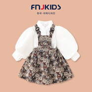 FNJ KIDS童裝女童連衣裙春秋季新款洋氣兒童裙子女寶寶公主裙兩件套 公主裙套裝卡其（現(xiàn)貨直發(fā)） 90 (建議身高80-90cm)