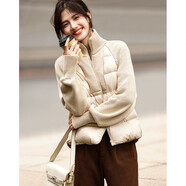 德瑪納（dme）2024冬簡約立領(lǐng)高保暖90鴨絨羽絨服女短款淑女外套 杏色 XL