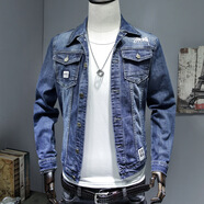 獅子聰獅子聰 牛仔外套男夾克休閑上衣男裝潮流刺繡 深藍(lán)色 XL