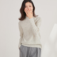 金菊秋冬厚款羊毛衫點子紗打底無縫百搭半高領插肩袖女式毛衣 鹽白XL