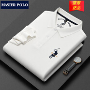 MASTER POLO純棉保羅t恤官方品牌奢侈長袖polo衫男春秋薄款中年商務(wù)休閑男裝 白色8903 180/XL