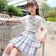 小巧狐2025春秋新款女大童百褶裙甜美半身裙女洋氣短裙學(xué)院風(fēng)套裝JWX 短袖娃娃領(lǐng)夢(mèng)幻紫套裝 130cm