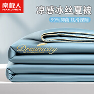 南極人（Nanjiren）空調被夏涼被水洗冰絲涼感夏被單人學(xué)生宿舍春秋被子純色刺繡被芯 輕羽-賓利藍【A類(lèi)抑菌 涼而不冰 150x200cm單件夏被