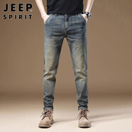 JEEP SPIRIT吉普牛仔褲男秋季美式復(fù)古休閑褲男士直筒男褲 懷舊色 32