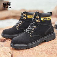 森馬（Senma）時(shí)尚潮流英倫加絨保暖馬丁靴系帶休閑男靴M610313608 夜空黑 38碼