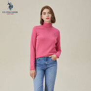 U.S. POLO ASSN.保羅針織衫秋冬季長(cháng)袖T恤保暖羊毛衫打底衫時(shí)尚百搭 粉雅色004【高領(lǐng)】 S