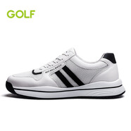 高爾夫（GOLF）運(yùn)動休閑鞋男鞋子夏季網(wǎng)眼透氣男鞋百搭輕便網(wǎng)鞋撞色側(cè)邊條紋男鞋 白/黑色 42