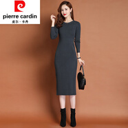 皮爾卡丹女裝秋季時(shí)尚連衣裙秋裝2022年新款春秋針織毛衣裙修身顯瘦包臀裙 皮爾卡丹灰藍 皮爾卡丹M
