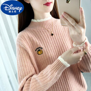 迪士尼（Disney）女大童毛衣冬裝13歲少女孩韓版半高領(lǐng)15初中生針織10打底衫上衣12 粉色 S【建議70-90斤】