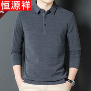 恒源祥春秋男士德羊毛絨長袖T恤翻領(lǐng)厚款Polo衣衫休閑外搭內(nèi)穿中年純色 POLO衫-【灰色】 XL 175【135-150斤】