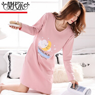 莫代爾長(cháng)袖睡裙女士春秋款中長(cháng)裙純棉全棉睡衣裙子新款家居服大碼連衣裙 C5314云和月亮裙 L (95-115斤)