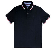 TOMMY HILFIGER 湯米 希爾費(fèi)格 經(jīng)典男士T恤 純棉短袖翻領(lǐng)上衣男 黑色POLO衫IN31977887 M （建議140-160斤）