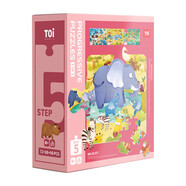 TOI進(jìn)階早教拼圖兒童玩具3-6歲紙質(zhì)男女孩兒童生日禮物5階環(huán)球動(dòng)物