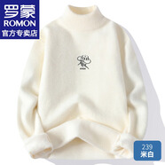 羅蒙毛衣男士冬款潮流休閑百搭毛線衣半高領(lǐng)針織衫加厚保暖線衣男裝 239米白 XL （約120-145斤可穿)