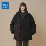 真維斯（JEANSWEST）羽絨棉服女冬季2024年新款加厚棉襖寬松小個(gè)子短款面包服棉衣外套 黑色 純色 S