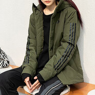 adidas阿迪達斯棉服男士棉衣冬款連帽運動服三條紋防風(fēng)加厚保暖夾克外套 軍綠色IP2535 M