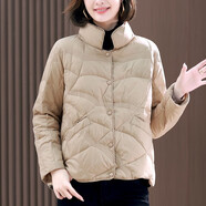 毅珊輕薄羽絨服女2024秋冬新款洋氣小個(gè)子立領(lǐng)白鴨絨短款外套寬松 卡其色 L 適合（115-130斤左右）