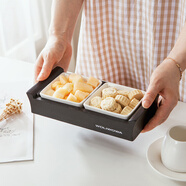 屋里屋外客廳水果盤(pán)分格干果盤(pán)訂婚喜糖盒精致圍爐點(diǎn)心小吃碟堅果零食拼盤(pán) 黑色果盤(pán)-兩格白碟款