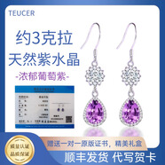 TEUCER紫水晶耳環(huán)時尚長款天然寶石釘水滴耳墜耳飾生日禮物女友簡約母親 水滴紫水晶耳環(huán)+精美禮盒