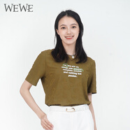 唯唯（WEWE）夏季新款女裝T恤短袖圓領(lǐng)時(shí)尚字母上衣 咖啡 M(165)