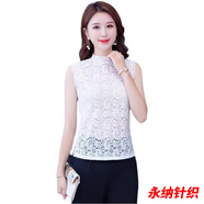 萱圖婭蕾絲打底衫女春秋款半高領(lǐng)無(wú)袖背心內搭大碼配毛/衣假領(lǐng)子鏤空上 白色腰果花長(cháng)/款-內搭背心女 2XL建議120-135斤-內搭背心女