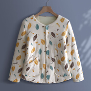 木吻純棉花內膽貼身小棉襖 女修身夾棉棉衣 女士薄棉保暖內穿棉服冬裝 葉子 2XL推薦身高152~170CM 110~125斤