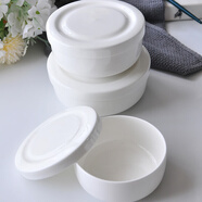 匯格骨瓷碗瓷碗飯碗泡面碗加深帶蓋保鮮碗大號蓋碗陶瓷保鮮盒家用 韓式保鮮碗三件套（4.5/5/5.5）