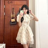 戀的新中式連衣裙夏季2024新款法式蓬蓬公主裙氣質(zhì)溫柔風(fēng)小短裙子夏天 潮流韓版圖片色 均碼（可備注碼數(shù)）