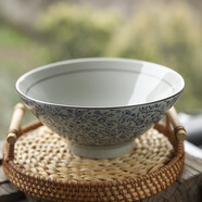 和風(fēng)四季淺田燒系列陶瓷面碗釉下彩日式餐具喇叭面碗斗笠碗湯碗拉面碗 7.5英寸青花喇叭面碗(單個850ml