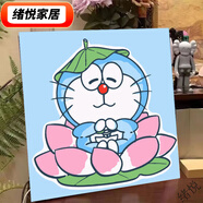 大頭路飛diy數(shù)字油畫卡通可愛彩繪簡單填充涂色手繪丙烯掛畫 HB222叮當(dāng)貓 20*20繃好內(nèi)框帶背板+畫架A